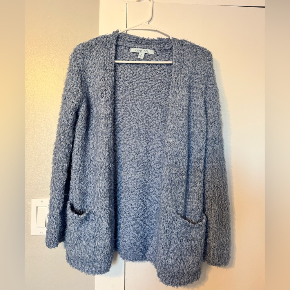 Blue Sol popcorn eyelash open front cardigan small